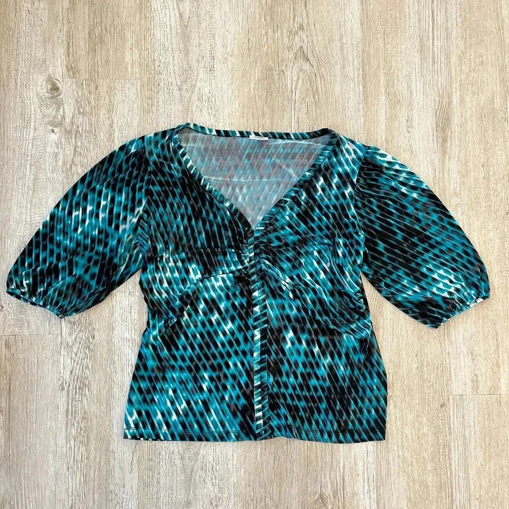 Womens Worthington Stretch Blue Blouse - XL